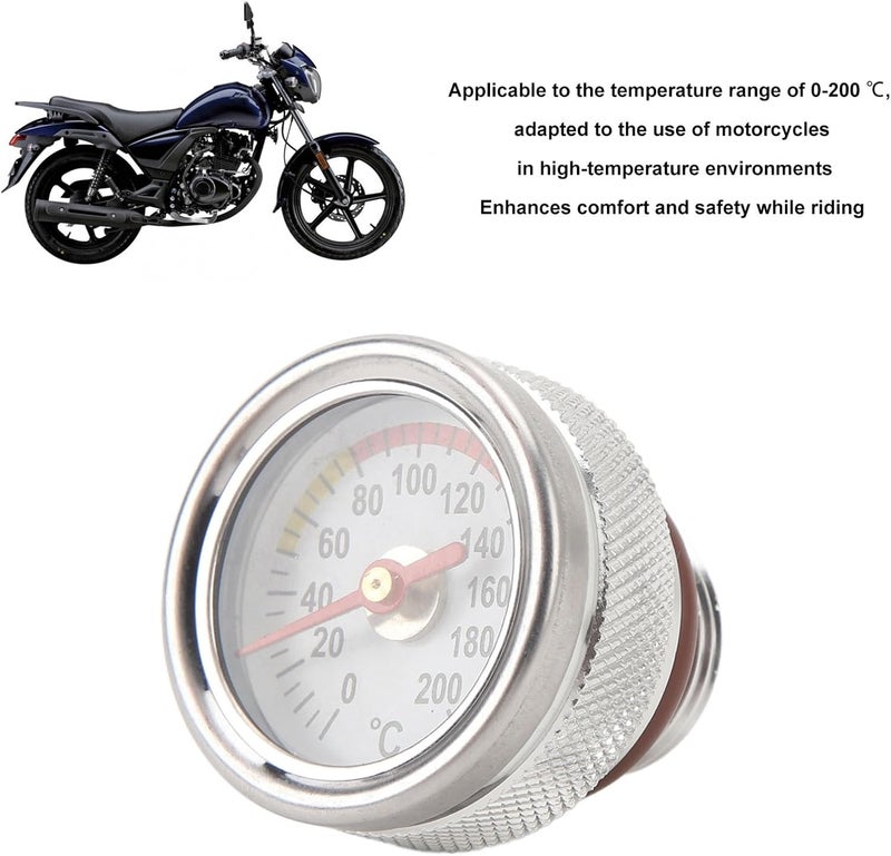 fosa Temperature Gauge for Motorcycles Engine, M20 X 1.5 Engine Oil Temperature Gauge, 0 to 200℃ engine temperature Gauge Metal Motorbike Oil Temp Gauge for Motorbike - Image 2